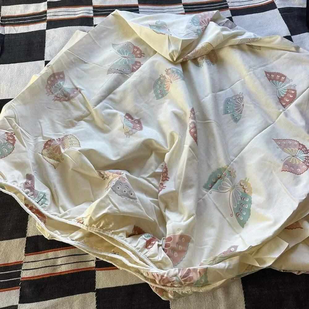 Vintage Westpoint-Pepperell Butterfly Queen Sheet Set. One Pillowcase. Boho. USA